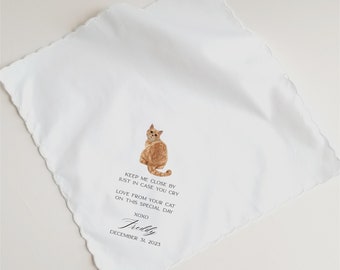 From Your Cat Wedding Handkerchief, Gift for the Bride, Gift for the Groom from their Cat, Pick Your Breed