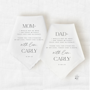 Mother of the Groom Handkerchief, Personalized Wedding Handkerchief Gift for Parents, From Groom to Mom, Gift from Son to Parents- Serif