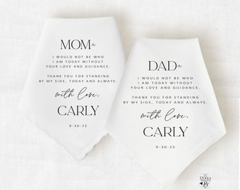 Mother of the Groom Handkerchief, Personalized Wedding Handkerchief Gift for Parents, From Groom to Mom, Gift from Son to Parents- Serif