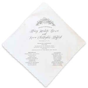 May include: A wedding program with a floral design at the top. The program lists the names of the bride and groom, Stacey Michele Brown and Kevin Christopher Stafford, the wedding date, September 29, 2021, and the wedding ceremony order. The program also lists the names of the bridesmaids and groomsmen.
