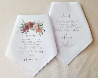 Mother of the Bride Handkerchief, Wedding Gift For Mother and Father, From Bride to Mom and Dad, Thank you gift for Mom, Gifts for MomAutumn