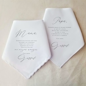 Mother of the Bride Handkerchief from the Bride, Wedding Gift from Daughter, Mother of the Bride Gift from Bride, Spanish