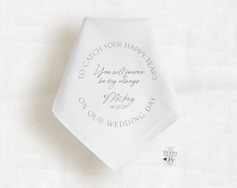 Groom Handkerchief Wedding Gift from Bride, Personalized Wedding Keepsake Hankie for Groom in Modern Font, Wedding Day Gift for Fiancé