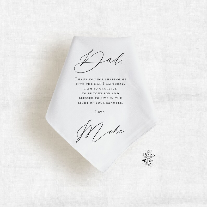 Mother of the Groom Gift, Father of the Groom Gift, Wedding Gift from Son, Personalized Wedding Handkerchief, Parents of the Groom Gift image 3