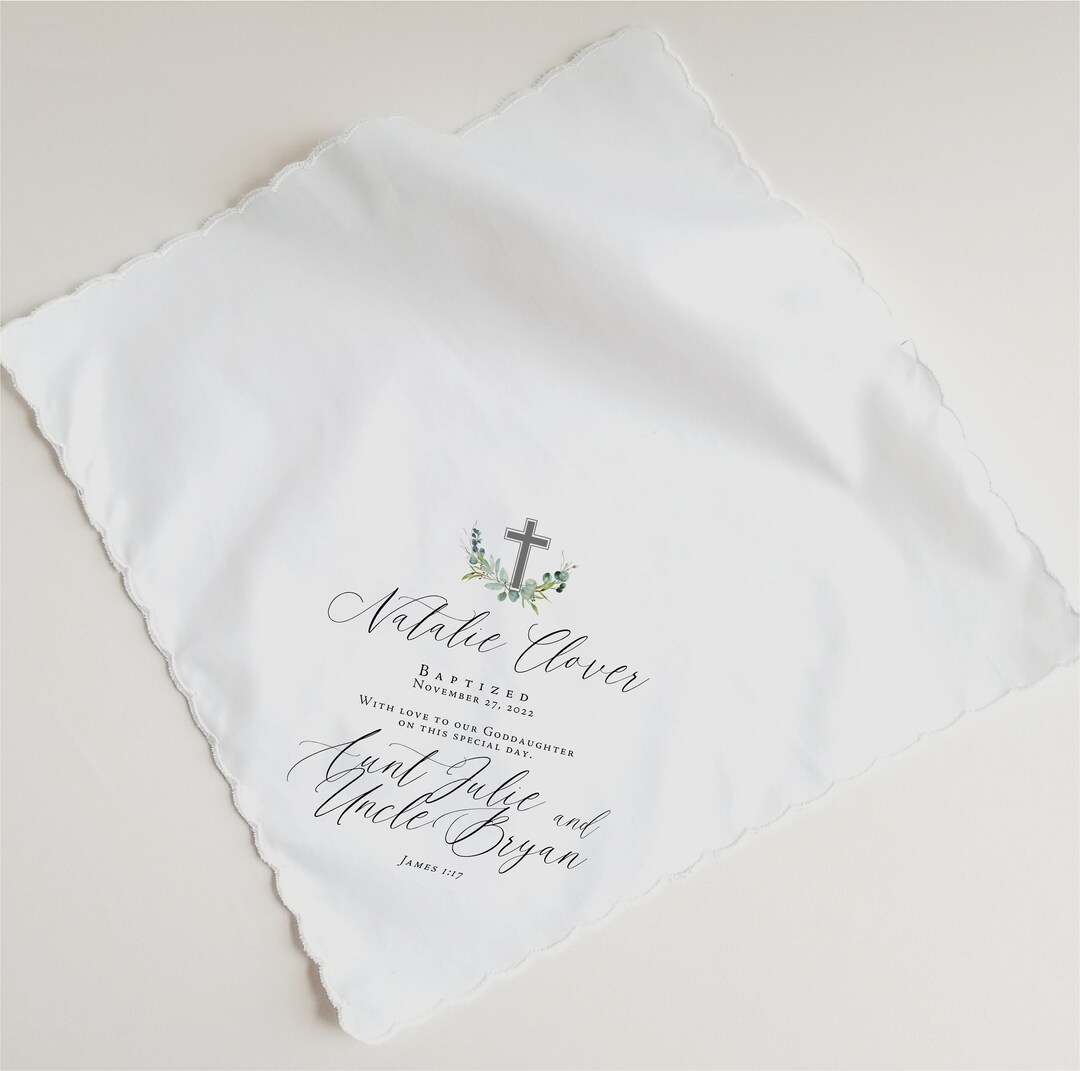 Baptism Handkerchief Gift for Christening, Christian Confirmation Gift
