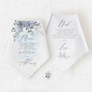 Mother of the Bride Handkerchief Gift from Bride, Wedding Gift for Mom and Dad, Personalized Gift for Parents, Thank You Gift from Bride