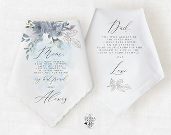 Mother of the Bride Handkerchief Gift from Bride, Wedding Gift for Mom and Dad, Personalized Gift for Parents, Thank You Gift from Bride