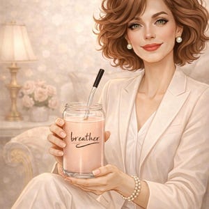 Breathe Script Can Glass – Wave Glass Tumbler, Relax Drinkware, Calm Home Gift, Inspirational Glass Cup