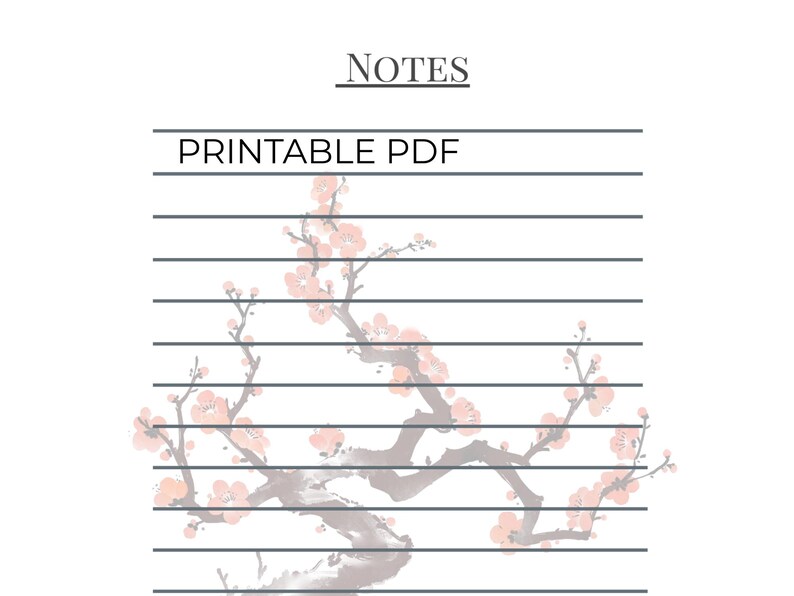 Branch Notes.pdf Printable Notes Page | Minimal Floral Notes | Sakura Notes Printable ...