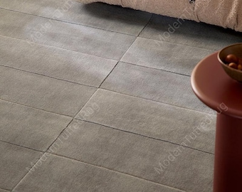 Alfombra de lana tejida a mano: Alfombra moderna de rayas azules lisas para la decoración del hogar.