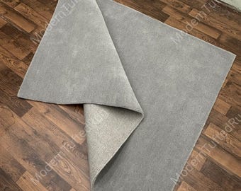 Hand Tufted Grey Wool Rug: Modern Solid Area Rug