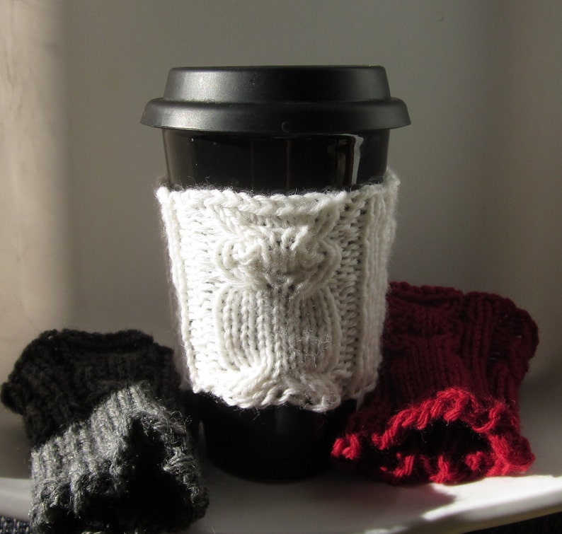 Owl Coffee Cozy in Assorted Colors Made to order image 2