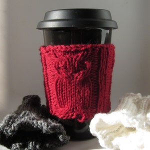 Owl Coffee Cozy in Assorted Colors Made to order image 1