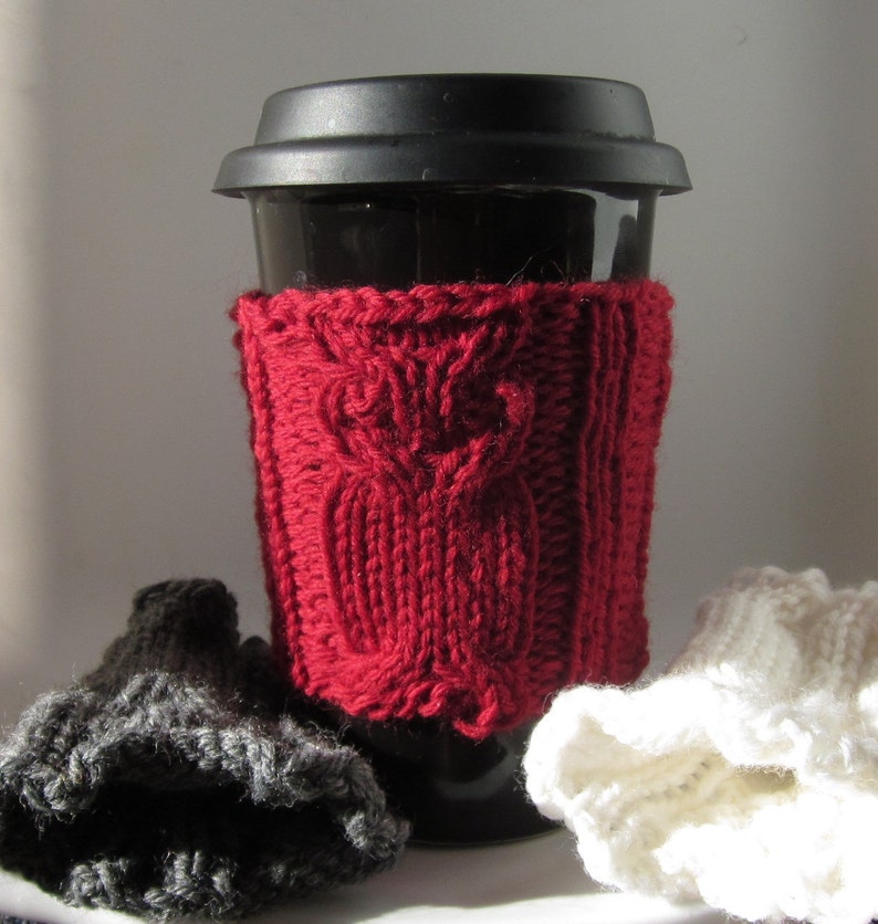 Owl Coffee Cozy in Assorted Colors Made to order image 1