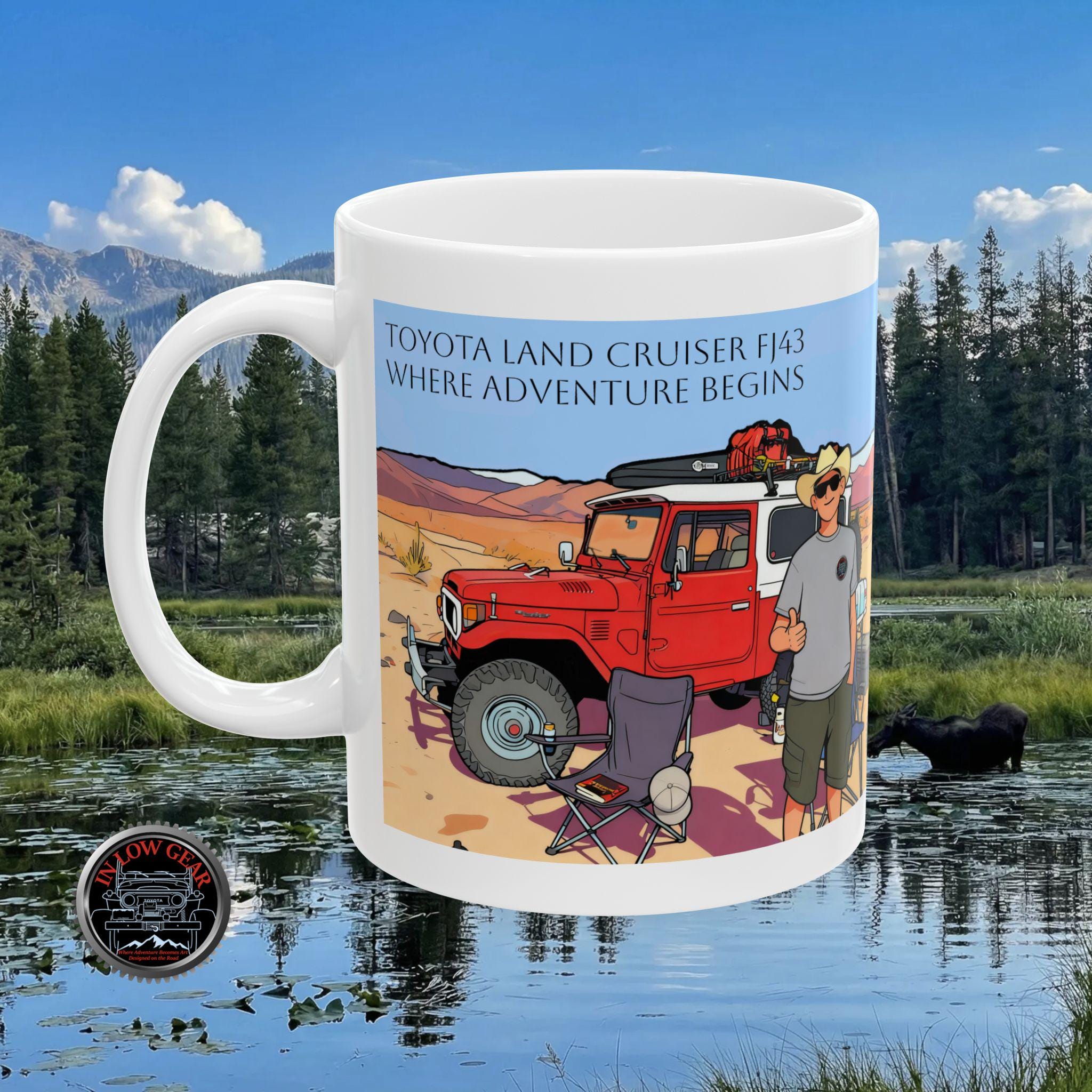 Overland Toyota Land Cruiser Camping Scene Ceramic Mug | Adventure