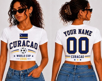 Curacao Baby Tee Soccer Shirt, Curacao World Cup 2026 Crop Top, Custom Name Number Football Baby Tee, Women Soccer Fan Shirt