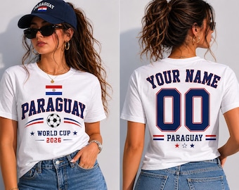 Personalized Paraguay Soccer Fan Shirt, Custom Name Number Tee, Paraguay Football Supporter Shirt, Tournament 2026 Fan Gift