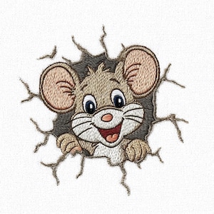 Mouse Breaking Wall Embroidery Design for Machine Embroidery