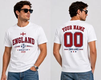 Personalized England Soccer Fan Shirt, Custom Name Number Tee, England Football Supporter Gift, Sports Fan T Shirt, England Team