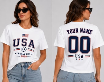 Personalized USA World Cup 2026 Shirt, Custom Name Number Soccer Fan Tee, USA Football Supporter Shirt, American Soccer Shirt, USA Team Fan