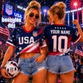 USA Crop Top Jersey, Custom Name Number Soccer Shirt, Personalized USA Football Fan Crop Top, America Game Day Tee, USA Supporter Gift