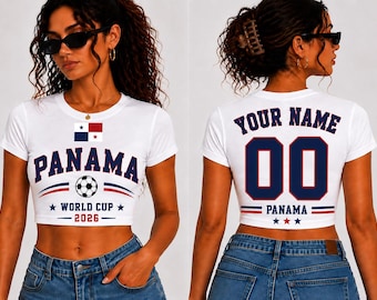 Panama Baby Tee Soccer Shirt, Panama World Cup 2026 Crop Top, Custom Name Number Football Baby Tee, Women Soccer Fan Shirt