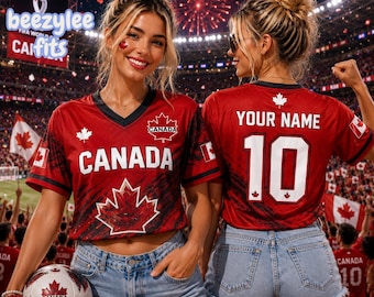 Maillot haut court Canada, maillot de football avec nom personnalisé, haut court personnalisé pour fan de football Canada, t-shirt pour le jour du match du Canada, cadeau pour supporter de football