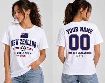 Gepersonaliseerd shirt voetbalfan Nieuw-Zeeland, T-shirt aangepaste naamnummer, shirt voetbalsupporter Nieuw-Zeeland, T-shirt teamgeest