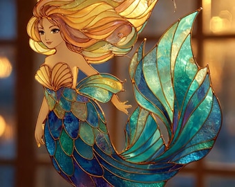 Enchanting Mermaid Suncatcher Ocean Fantasy Tail Window Hanging Decor