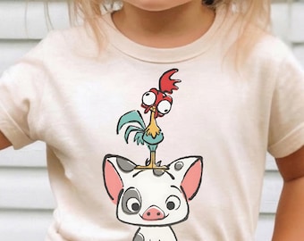 Moana PNG, Hei Hei i Pua, Koszulka Disney CYFROWA, Disneyland, Disney World, Dopasowana rodzina Disney PNG, Koszulka Disney