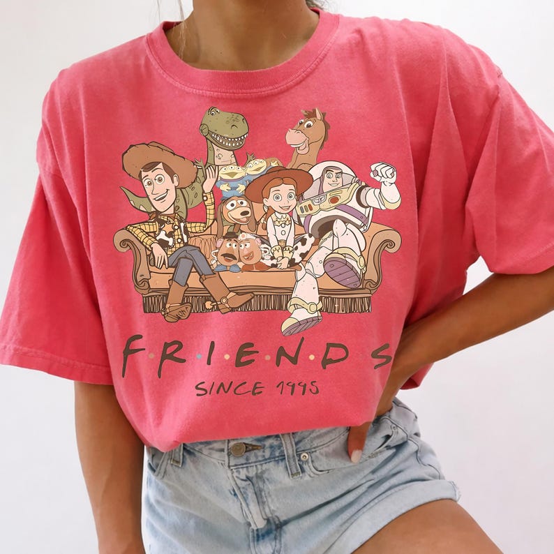 Disney Toy Story png, Women's Crop Top Style, Buzz Lightyear Woody Jessie Bo Peep Design, Best Friends Trip 1995, Retro 90s Disney png image 4
