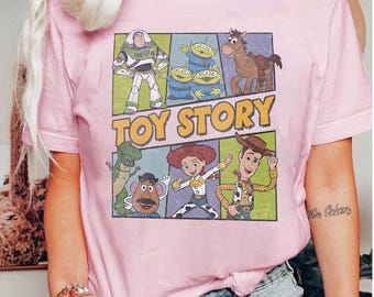 Retro Toy Story png, Koszulka Disney Coquette Pixar, Koszulka Disney Woody Jessie Buzz Lightyear, Dopasowana wycieczka rodzinna 2026 png