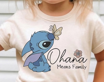 Lilo i Stich Ohana znaczy rodzina png, Stich tańczący na Hawajach, Disney Aloha prezent dla niej, Idealny na wycieczki dla dziewczynek z Disneya, Stich Pudge