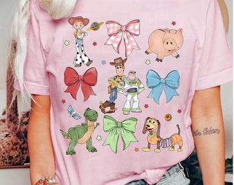 Coquette Toy Story png, Coquette Bow Shirt, Disney Toy Story Shirt, Disney Friends Shirt, Woody Buzz Jessie Hamm T-Rex Tee