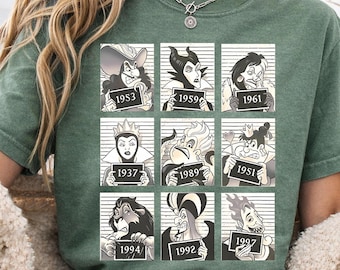 Retro Disney Villains 90S png, koszulki Vintage Ursula Evil Queen Cruella, koszulka Disneyworld, koszulka Disneyland Family Trip, urodziny png