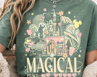 Retro The Most Magical Place On Earth Comfort Colors PNG Shirt, Mickey Disneyworld Shirts, Disney Tee, Disney 2026 Trip Disney Vacation PNG