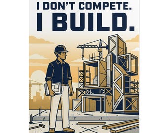 I Don't Compete I Build Rolled Poster | Construction Engineer Blueprint Art
