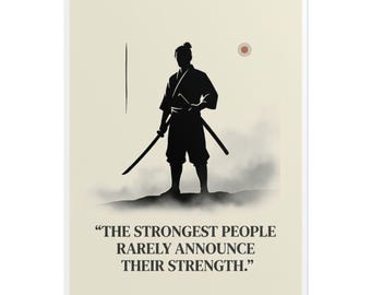 Samurai Silhouette with Strength Quote Rolled Poster | Motivational Wall Art