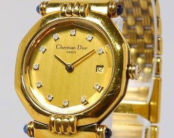 RARE Christian Dior Octagon Gold Plated Diamond Hour Marker  display picture 3