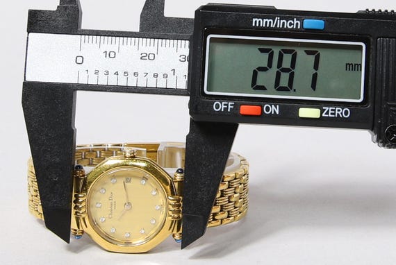 Rare Christian Dior D64-151 11P Diamond Roman Date Gold Octagon