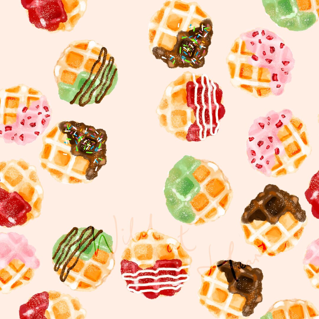 Forest Bakery Waffle Seamless Pattern | Watercolor Dessert Illustration ...