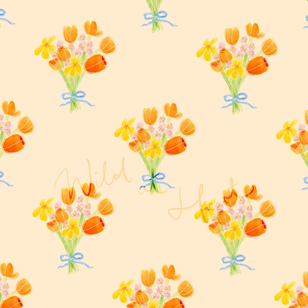 Spring Floral Bouquet Seamless | Watercolor Flower Pattern | Digital ...