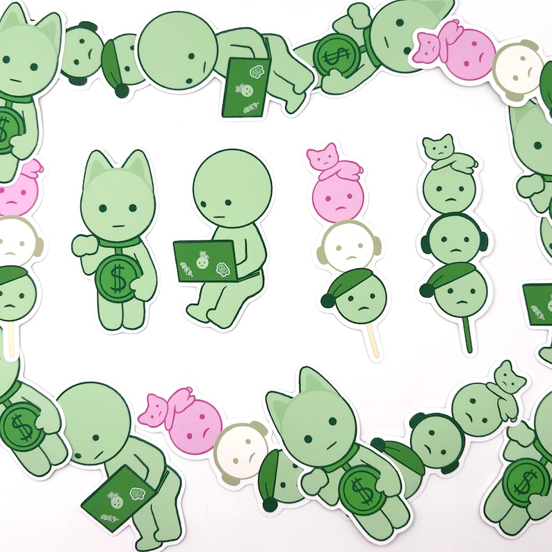 Adesivos Smiski - para laptop, Dango, gato da sorte - adesivos de vinil à prova d'água imagem 1