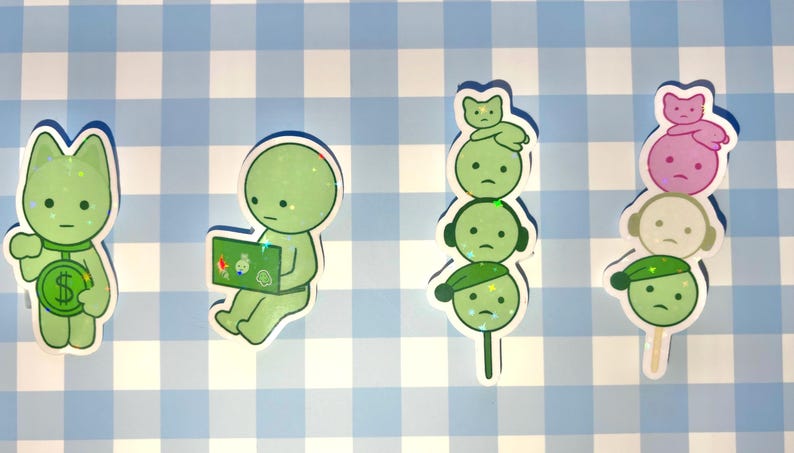 Adesivos Smiski - para laptop, Dango, gato da sorte - adesivos de vinil à prova d'água holographic