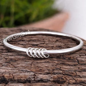 Massief zilveren armband en ringen, sterlingzilveren armbanden, 5 zilveren cirkels, stapelbare armband, Eternity-cirkels, zilveren cirkels armbanden