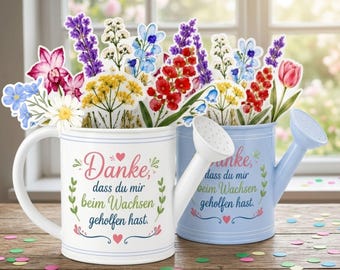 Duplo Banderole Printable | Kita Abschiedsgeschenk für Erzieherin | Watering Can with Wildflowers | 24 Botschaften | PDF Sofort download