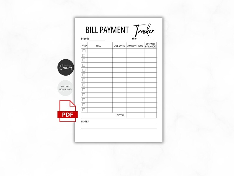 Monthly Bill Payment Tracker Printable | Budget & Expense Organizer ...