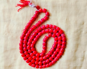 Mala Lal Moonga da 108+1 perle / Mala Japa di corallo rosso per meditazione e canti / Perle di preghiera per la guarigione e la protezione / Collana Mala spirituale per lo yoga