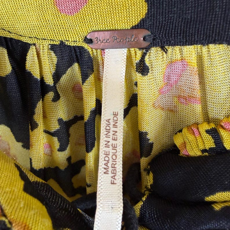 Free People Tunic Women S Yellow Floral Get Your Love Mini Dress Boho Embroider image 9