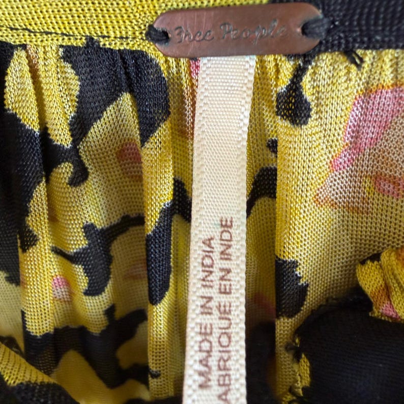 Free People Tunic Women S Yellow Floral Get Your Love Mini Dress Boho Embroider image 7
